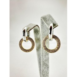 Gümüş Taşlı Sallantılı Küpe